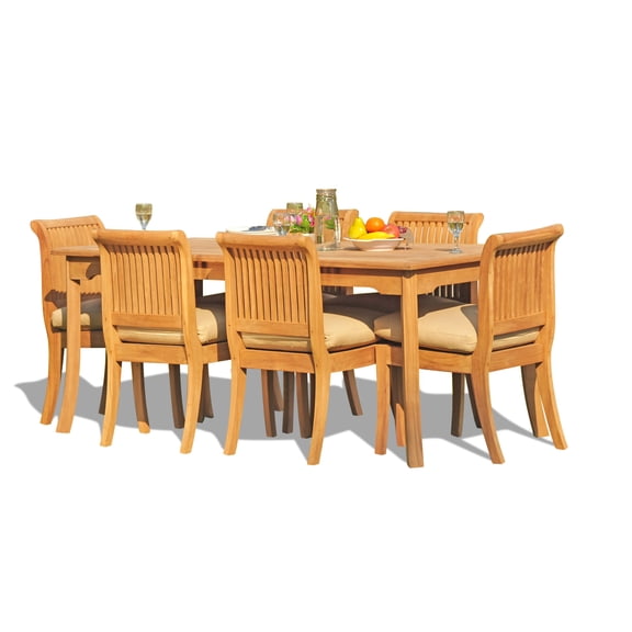 7-Piece Teak Dining Set: 71" Rectangle Table   6 Giva Armless Chairs
