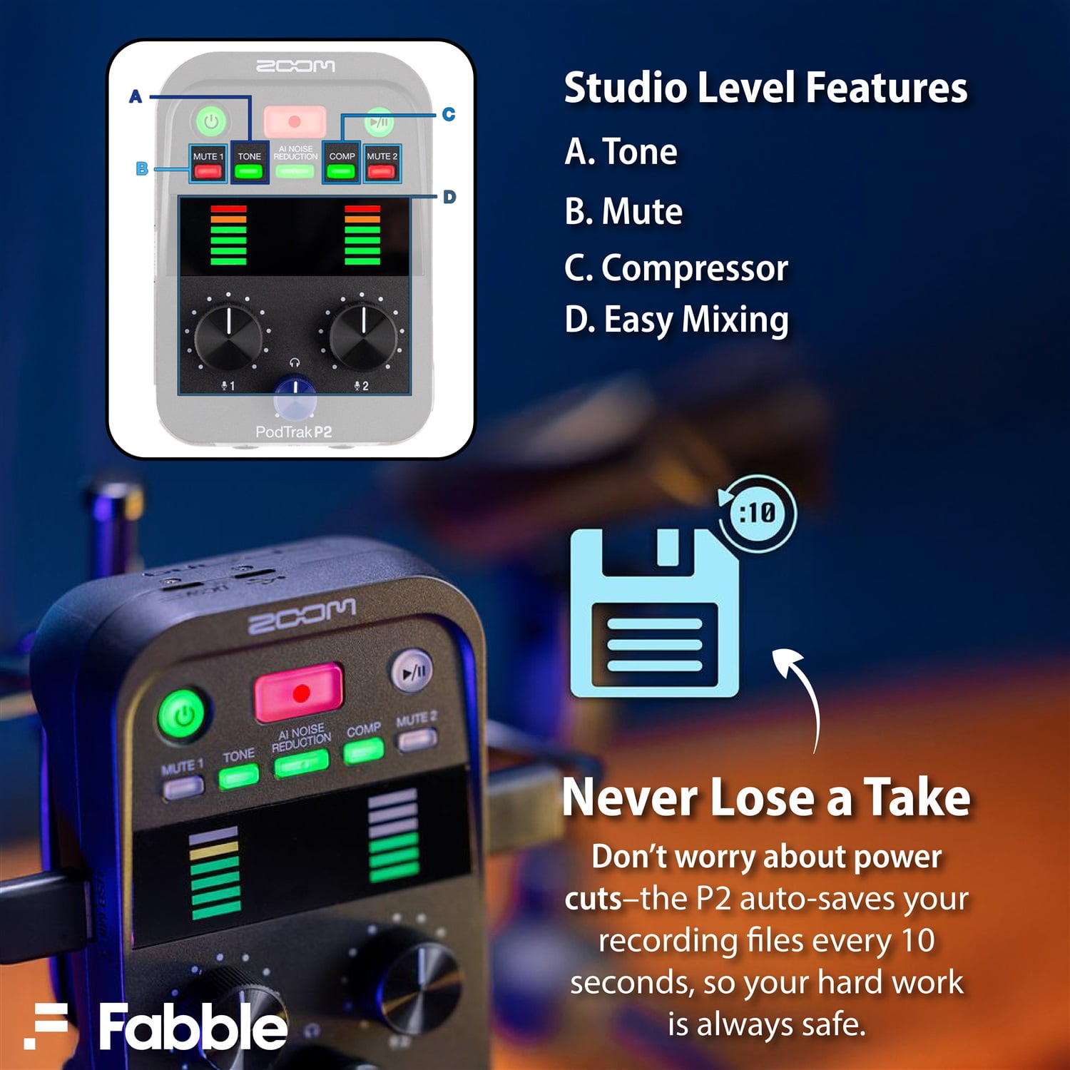 Zoom PodTrak P2 Podcasting Bundle: Includes PodTrak P2 Recorder, 2 ZUM-2 Podcast Mic Packs, 32GB microSDHC Card, AA Rechargeable Battery Kit with Charger, and Premium Black Microfiber Cleaning Cloth