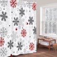 thumbnail image 4 of Christmas Snowflakes Shower Curtain Winter Red Grey White Snowflake Waterproof Shower Curtains for Bathroom Merry Xmas New Year Holiday Bathroom Shower Curtain Set with Hooks 66x72 Inch, 4 of 6