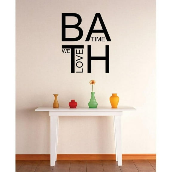 Custom Wall Decal Vinyl Sticker : Love Bath Time Bathroom Quote Picture Art Peel & Stick Mural 12x12 Inches