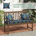 thumbnail image 4 of SHANNA Outdoor Bench Cushion with 2 Pillowcase, Waterproof Garden Bench Cushions for Outdoor Furniture, Patio Porch Swing Replacement Seat Pad with Ties, Blue Leaves, 60"x20"x3", 4 of 12