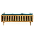 thumbnail image 4 of Wood Daybed For 3 Seaters With Arms - Cushions Water- Upholstery Slat Paneled 67.5"w X 32"d 23.72"h Seater , Panel Seat 69.27” W 31.52” D 23.72” H, 4 of 6