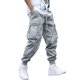 thumbnail image 1 of Men's Flap Pocket Drawstring Waist Cargo Pants Casual Streetwear Jogger Pants Men Outdoor Daily Loose Vintage Solid Trousers, 1 of 5