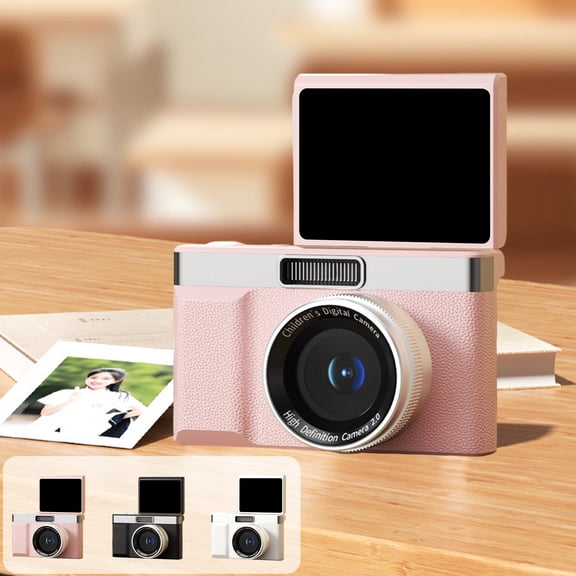 AYktou HD Digital Camera - 9600 PX & 8X Zoom Campus Camera with 2.4-Inch HD IPS Swivel Screen, AF Auto-Focuse Continuous Shoot Time-Lapse Photography Selfie & Casual Record Shoot Cameras, Pink