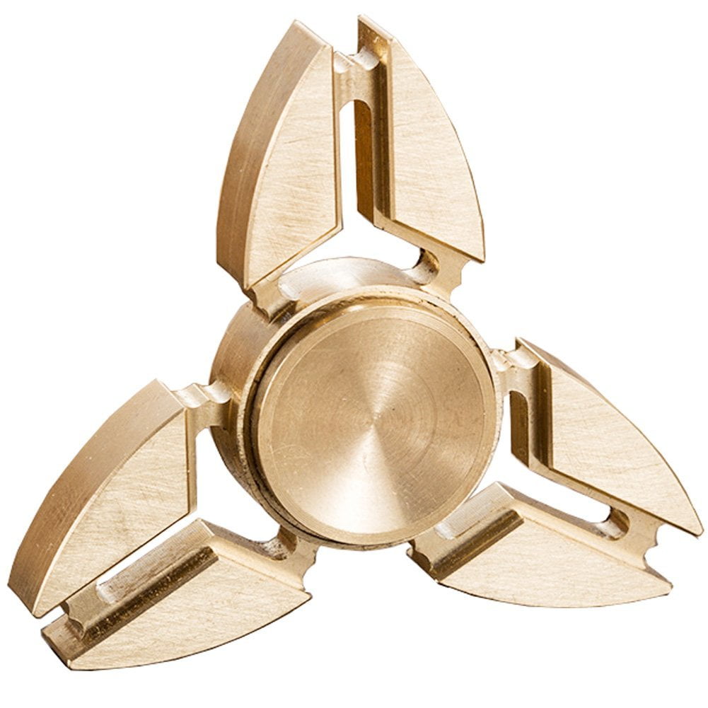 Gold Toned Split Tri Metal EDC Fidget Spinner