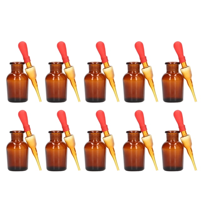 10Pcs Dropper Bottle 30ml Capacity Rubber Top Tool Set Kit for Laboratory Experiment