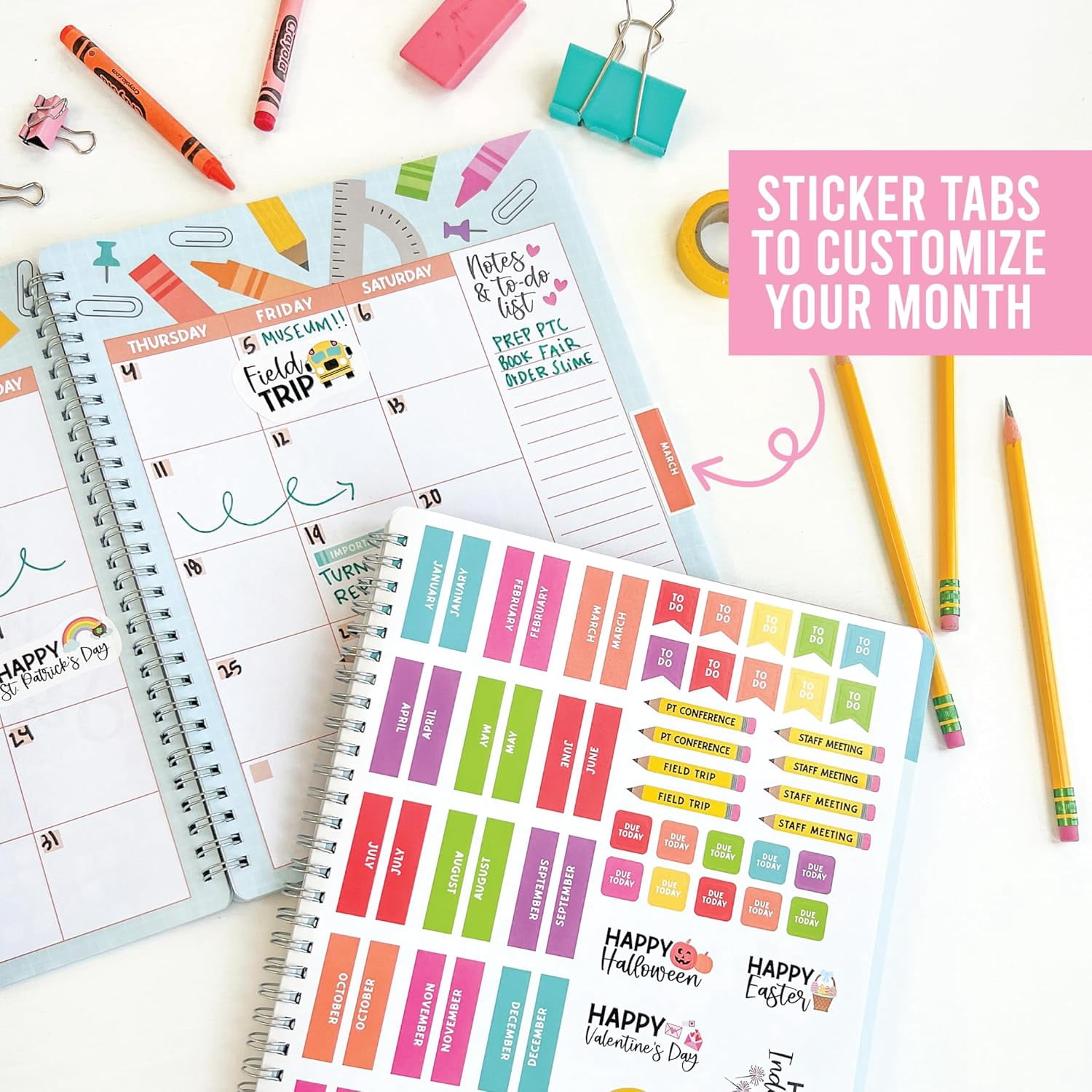 Teacher Planner 2025-2026 – Undated Lesson Planner Book with Stickers, Monthly & Weekly Pages, Student & Substitute Info – Colorful Homeschool & Classroom Organizer