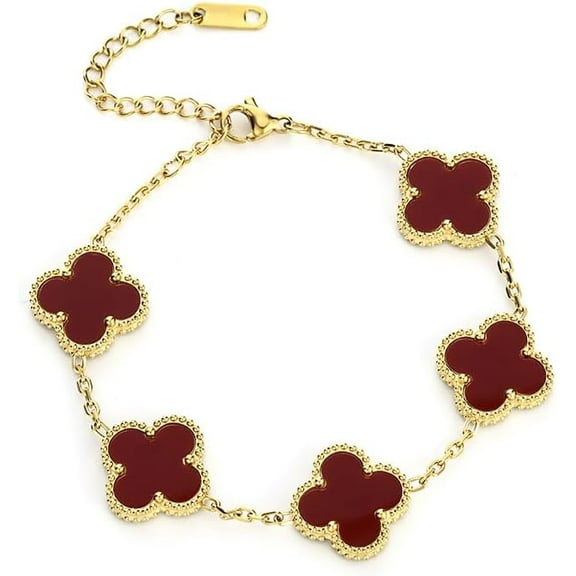 Luxury Bracelets for Women, 18K Gold Plated Clover for Women Lucky Four Leaf Link Bracelets Jewelry Gifts Trendy for Women Teen Girls