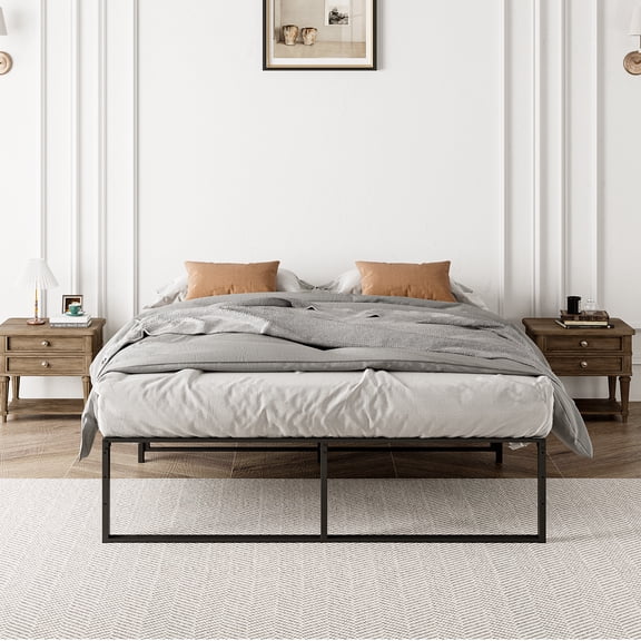 Sturdy Full Size Metal Platform Bed Frame – 14" High, 3-in-1 Steel Support, Large Underbed Storage, Noise-Free, Easy Assembly, No Box Seasonal Needed, Black – New Structure FULL
