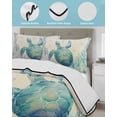 thumbnail image 4 of Quilts Twin Size Bedding Set, Teal Sea Turtle Lightweight Quilted Comforter, Summer Coastal Coral Ocean Linen Texture Soft Reversible Bedspread Coverlet with Pillow Covers for All Season, 68" x 86", 4 of 7