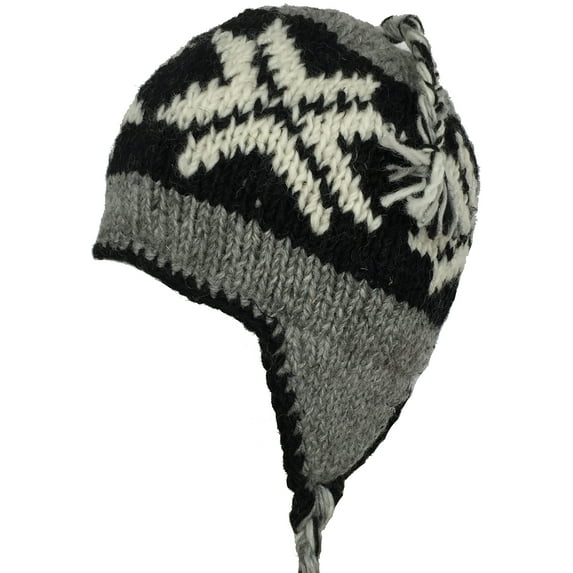Wool Winter Chullo Beanie Fleece Lined Toque Cap Ear Flaps Sherpa Peruvian Nepal 1520