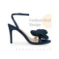 thumbnail image 3 of BLISSFUL STEP Flower Open Toe Slingback Stiletto Heels Ankle Strap Sandals for Women Navy Blue 6, 3 of 6