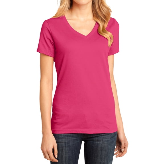 Ladies Perfect Weight V-Neck Tee Dark Fuchsia Small
