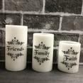 thumbnail image 5 of EcoGecko Set of 3 4", 5", 6" Real Wax Flameless LED Candles with Faith Family Friends Decal Battery Operated Inspirational Home Decor with 5 Hour Timer, Super Long Battery Life, 5 of 6