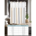 thumbnail image 6 of No Hook Shower Curtains with Snap-in Liner Set, Beige Grey Striped Waterproof Hotel Style Bathroom Shower Curtain, Minimalist Farmhouse Stripe Breathable Mesh Top Window Bath Curtains 48''x72'', 6 of 6