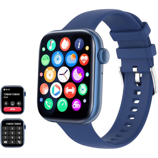 Reloj inteligente deportivo para hombres y mujeres que recibe llamadas, reloj inteligente resistente al agua para mujeres con respuesta a llamadas, frecuencia cardíaca, sueño, azul