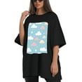 thumbnail image 4 of Plus Size Shirt for Women Black Tops for Women Short Sleeves Shirt for Women Easter 223 T Shirt Crewneck Shirt for Women 2XL, 4 of 5