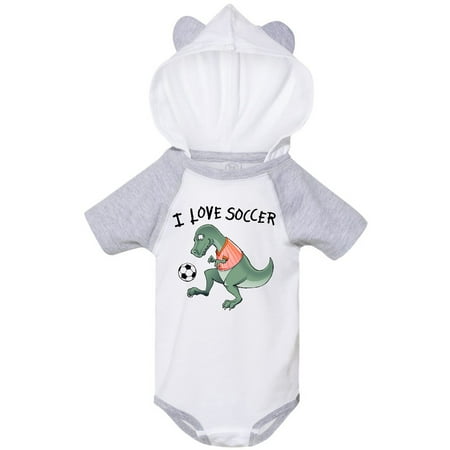 

Inktastic I Love Soccer-Dinosaur in Orange Gift Baby Boy or Baby Girl Bodysuit