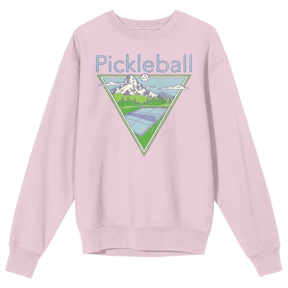 Pickleball Court Adult Pink Crew Neck Sweatshirt-Small