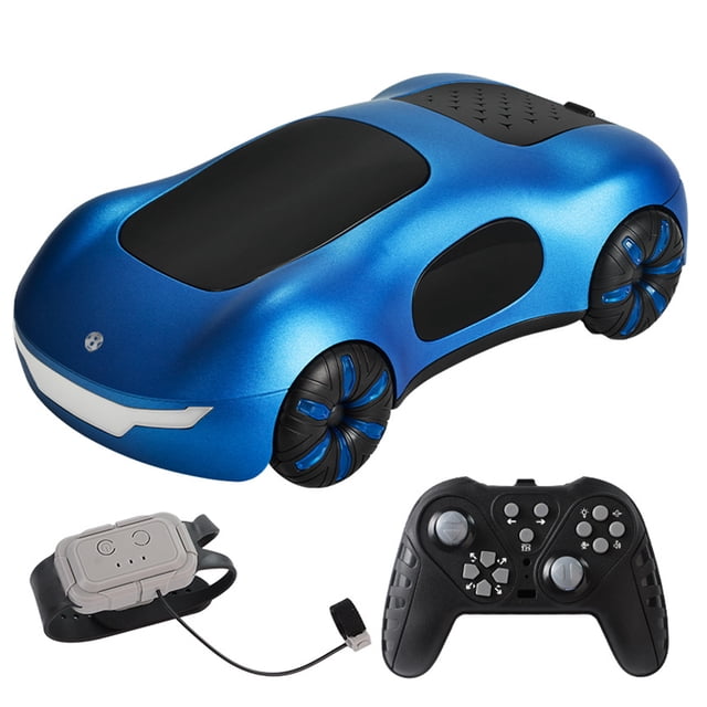 Graflsoa 2.4GHz Gesture-Controlled RC Drift Car with Dual Spray, LED Lights, and Music (Blue, Single Battery, Dual Remote)