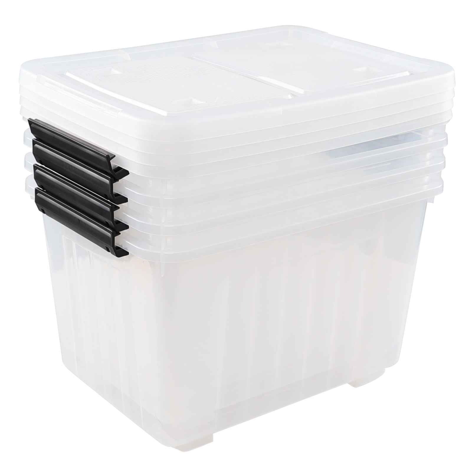 Yarebest 35 Liters Large Storage Boxes, Plastic Clear Latching Organizer  Tote Bins Set of 4