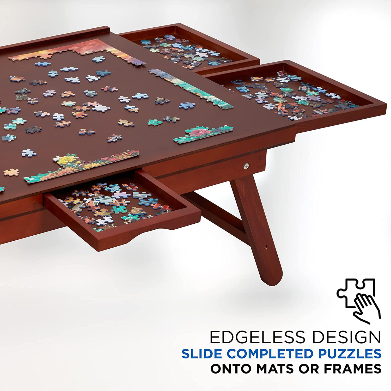 Buy Jumbl 1000 Piece Puzzle Board Rack w/Mat, 23” x 31” Wooden Jigsaw