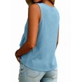 thumbnail image 2 of Women V Neck Ruffle Hem Tank Top Sleeveless Flowy Peplum Blouse Casual Light Blue XXXL, 2 of 7