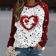 thumbnail image 2 of Penkiiy Mode Dames Saint-Valentin Imprimé Sans Tête Manches Longues Col Rond Haut 2TG Rouge, 2 of 5