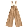 thumbnail image 6 of Amzcrzy Jumpsuits for Women Solid Color Button Down Suspender Pants Adjustable Straps High Waist Pleated Wide Leg Overalls for Casual Office Khaki S, 6 of 6