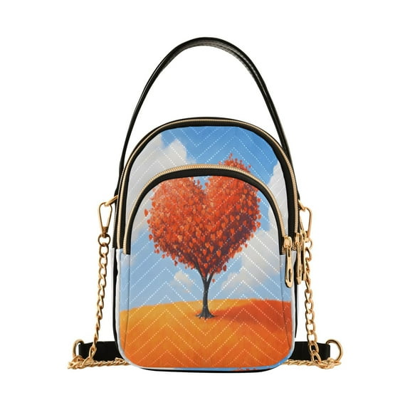 ALAZA Chain Crossbody Bags for Women Heart Shaped Tree Shoulder Handbag Phone Purse