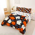 thumbnail image 2 of Homewish Cute Halloween Ghost Full Size Comforter Sets,Autumn Pumpkin Leaf Pattern Bedding Comforter Set,Black Orange White,Halloween Reversible,3pcs,1 Comforter and 2 Pillowcases, 2 of 7