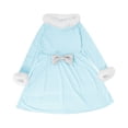 thumbnail image 4 of XXWXYD Girls Princess Plush Dress Cute Bow Long Sleeve High Waist A Line Swing Dresses Fall Winter Warm Cozy Kids 5-14 Years Par𝗍y Holiday Formal Fancy Christmas Birthday, 4 of 5