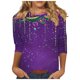 thumbnail image 2 of RKSTN Mardi Gras 3/4 Sleeve T Shirts for Women Top Oversized Crewneck Carnival Mask Print 3/4 Length Sleeve Shirt Womens Casual Round Neck Mask Tuesday Carnival Party Three Quarter Sleeve Tee Shirt, 2 of 5