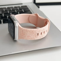 3 Pack Floral Engraved Silicone Bands Compatible with Apple Watch Band 42mm 44mm 45mm 49mm Women, Soft Sport Wildflower Strap for iWatch Ultra Series 9 8 SE 7 6 5 4 3 2 1, Pink