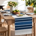 thumbnail image 3 of Burlap Table Runner 36 Inches Long, Modern Gradient Blue Gray Stripes Non-Slip Kitchen Table Runners for Dining Room Everyday Use Party Table Decorations Ombre Abstract Minimalist, 3 of 9