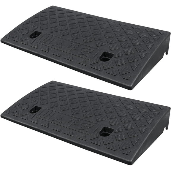 2PCS Portable Lightweight Plastic Curb Ramps , Heavy Duty Plastic Threshold Ramp Set for Driveway, Loading Dock, Sidewalk, Car, Scooter, Bike, Motorcycle, Wheelchair, Golf Cart