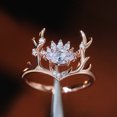thumbnail image 5 of Womens Elk Antler Ring Animal Design with Zircon Inlay Gold Plated Fashion Jewelry Rose Gold Copper Ring for Her, 5 of 5
