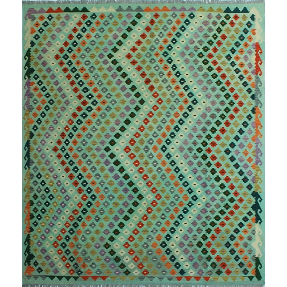 Sangat Amirah Lt. Green/Rust Rug, 8'6" x 9'8"