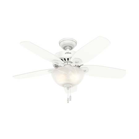 Hunter 42 Builder Snow White Ceiling Fan With Light Kit And Pull