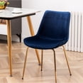 thumbnail image 4 of Blue Velvet Dining Chair Pair / Golden Legs for Stability and Style, 4 of 7