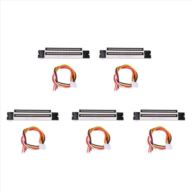 5X Dual 12 Music Level Indicator LED Spectrum VU Meter Amplifier Lamps Speed Adjustable Board for MP3 DC 7-12V(),5xDouble 12 bit LED level display board 5x cable,Black&white
