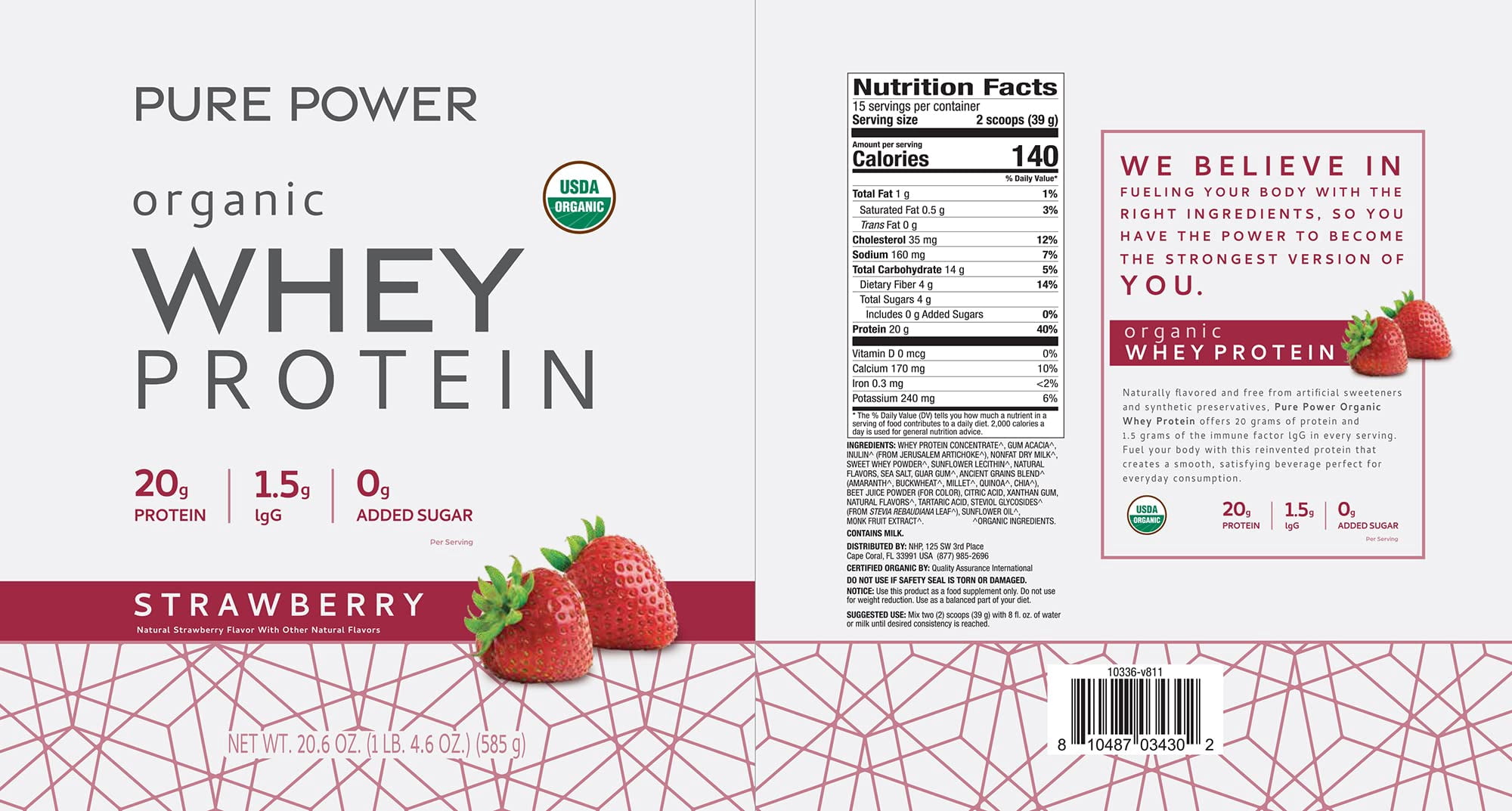 Dr. Mercola, Organic Miracle Whey Strawberry Protein Powder, 13.5 oz (382.5 g), non GMO, Soy Free, Gluten Free, non GMO, Soy-Free, Gluten Free, USDA Organic