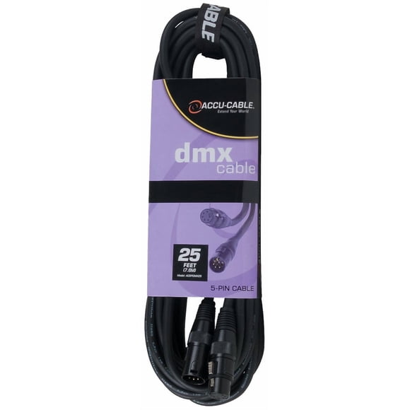 ADJ Products AC5PDMX25 Câble d'Éclairage de Scène DMX 5 Broches de 25 Pi