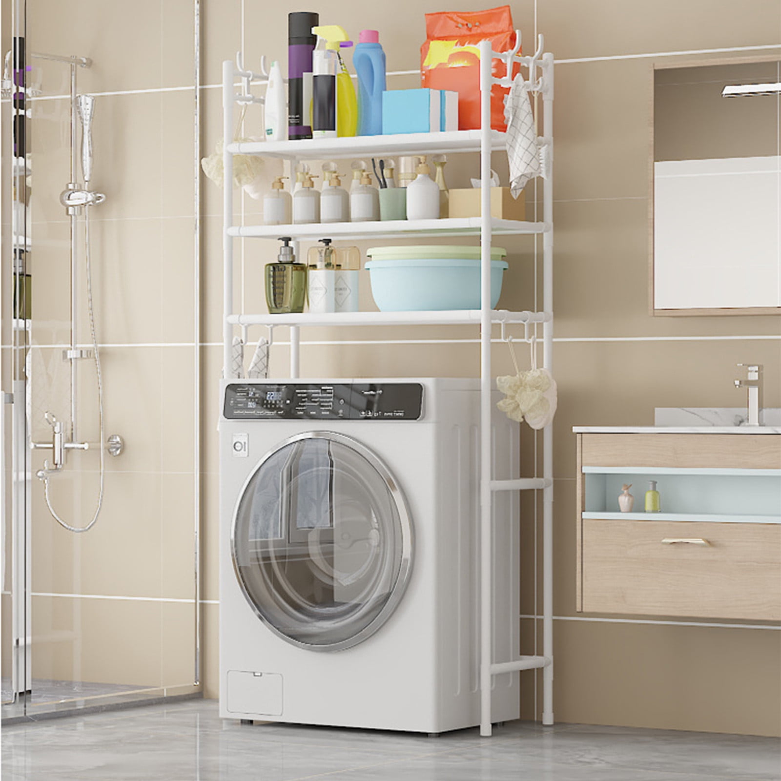 Space-Saving Over-Toilet Storage Rack - 3-Tier Stainless Steel Bathroom Organizer for Toiletries & Essentials