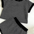 thumbnail image 4 of yillto Girls Summer Shorts Sets 2 Piece Short Sleeve Striped Shirts Top and Wide Leg Lounge Shorts, 4 of 7