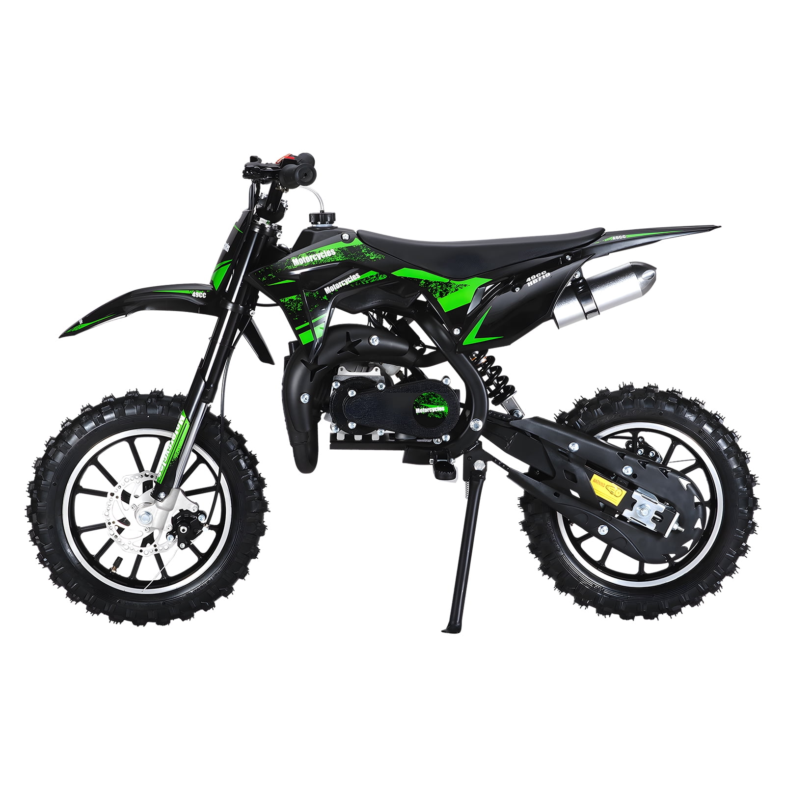 Fompes Mini Gas Bike, Off-Road Dirt Bike, Gas Powered 2-Stroke Pocket Bike with Front Rear Disc Brakes, Shock Absorption, Easy Pull Start, Speed Up to 25 Mph, Green