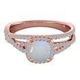 thumbnail image 2 of AoneJewelry 1.35 Carat Cushion Shape Opal & White Diamond Split Shank Ring In 14K Solid Rose Gold, 2 of 5