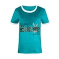 thumbnail image 4 of JeashCHAT Easter Clothes for Women Bunny Rabbit Egg Print Women Summer Sexy Happy Easter Print Regular Women Round Neck Short Sleeves Top, 4 of 5