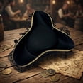 thumbnail image 6 of Slccxzc Non Woven Fabric Tricorn Pirate Hat Lace Trim Adult Headwear, 6 of 7