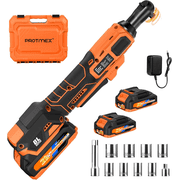 Open Box Protmex 74FT-LBS 100N.m Cordless Ratchet Wrench, 3/8 Electric Ratchet with 21V 2.0Ah Battery, 0-400RPM Chargeable Power Ratchet Tool Kit with Variable Speed Trigger